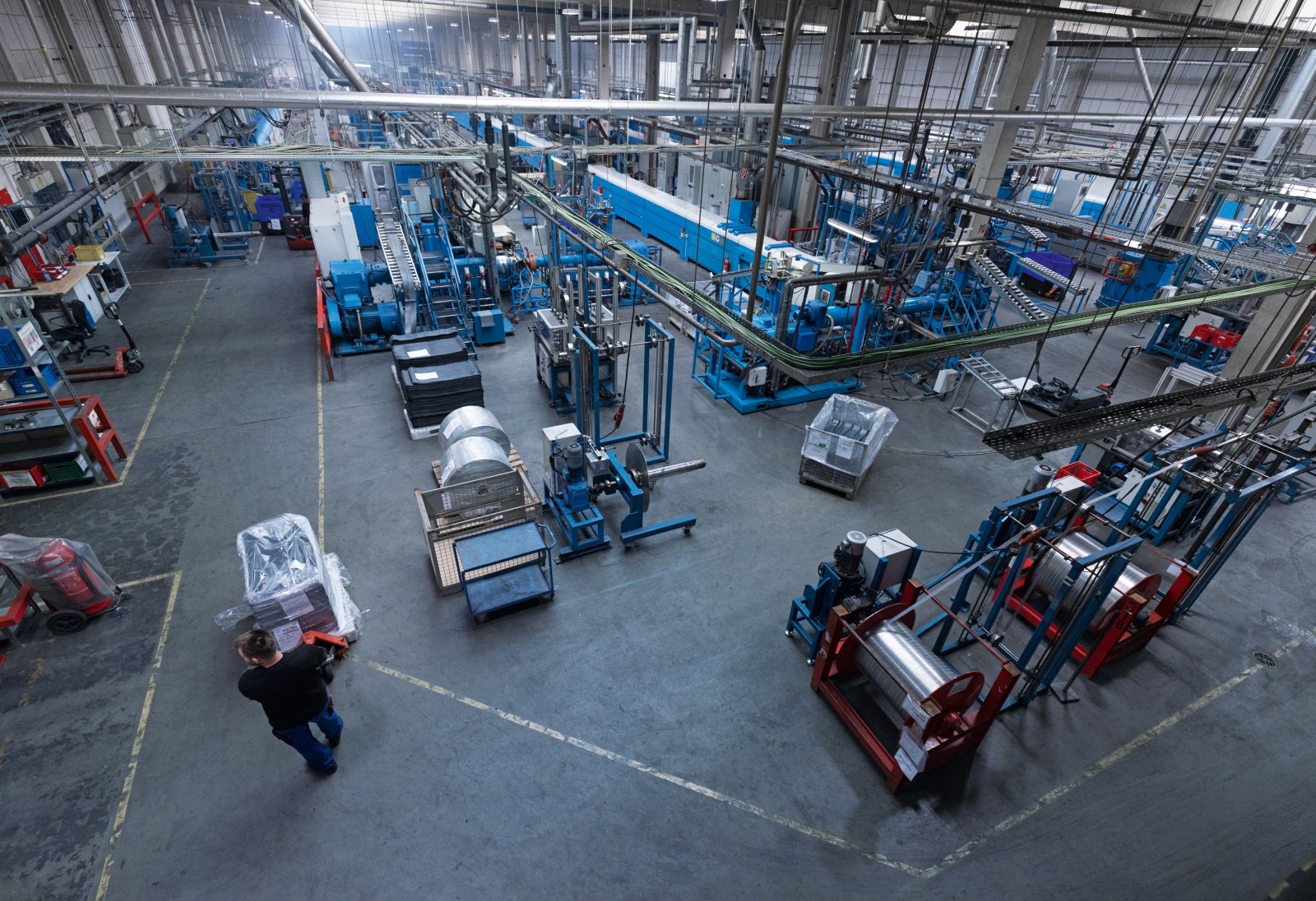 View into the hall of elastomer production 